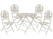 Meble ogrodowe - Shumee Shumee Zestaw ogrodowy stół i 4 krzesła metalowy złamana biel BIVIO 265709 - miniaturka - grafika 1