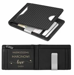 Smart portfel skórzany z grawerem w kolorze czarnym dla chłopka męża na walentynki rocznicę - Karbonowy - Portfele Smart portfel skórzany z grawerem w kolorze czarnym dla chłopka męża na walentynki rocznicę - Karbonowy - Portfele - miniaturka - grafika 1