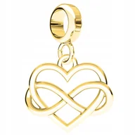 Bransoletki - Charms Złoty z Sercem Wieczna Miłość Love Serce Nieskończoność SREBRO 925 - miniaturka - grafika 1