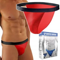 Majtki męskie - Slipy Męskie Tanga Odkryte Majtki Bawełniane SESTO SENSO SM04 Czerwone - XL - miniaturka - grafika 1