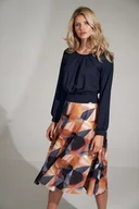 Sukienki - Dwukolorowa SUKIENKA rozkloszowana z luźną górą i marszczonym rękawem | Wzór 120 S - miniaturka - grafika 1