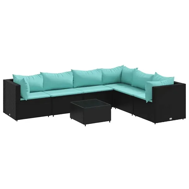 Zestaw Wypoczynkowy Rattan PE Czarny, Stolik 50x50x30 cm, Sofa 63x63x57,5 c