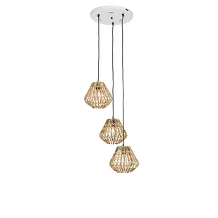 QAZQA Bambusowa lampa wisząca z białymi okrągłymi 3 światłami - Canna Diamond - Lampy sufitowe - miniaturka - grafika 1