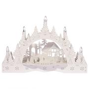 Ozdoby bożonarodzeniowe - Świecznik świąteczny LED Zimowa kraina, domek i bałwan, 35 x 23 x 7,5 cm - miniaturka - grafika 1