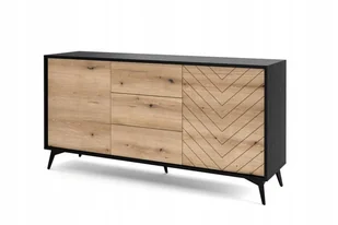 Duża komoda z szufladami do salonu Diamond 154 cm Dąb Evoke Czarny Mat - Komody - miniaturka - grafika 1