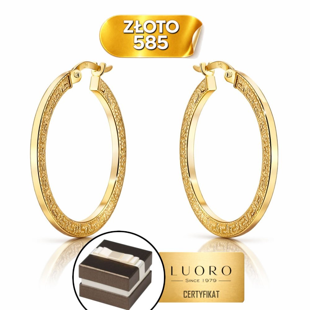 KOLCZYKI ZŁOTE 585 14K KOŁA GRECKI WZÓR ANGIELSKIE ZAPIĘCIE 24 MM