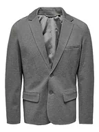 Marynarki męskie - ONLY & SONS Męska marynarka Slim Fit, Medium Grey Melange, S - miniaturka - grafika 1