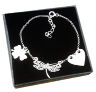 Bransoletki - Srebrna bransoletka 3 zawieszki WAŻKA GRAWER 925 - miniaturka - grafika 1