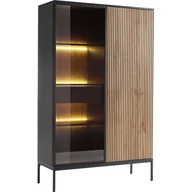 Witryny - Witryna WTSZ104 z Oświetleniem Sento Piaski Meble Czarny Grafit, Dąb Wotan - miniaturka - grafika 1