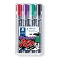 Przybory szkolne - Staedtler Marker Lumocolor ART, wodoodporny, okrągła końcówka, 4 kolory w etui - miniaturka - grafika 1