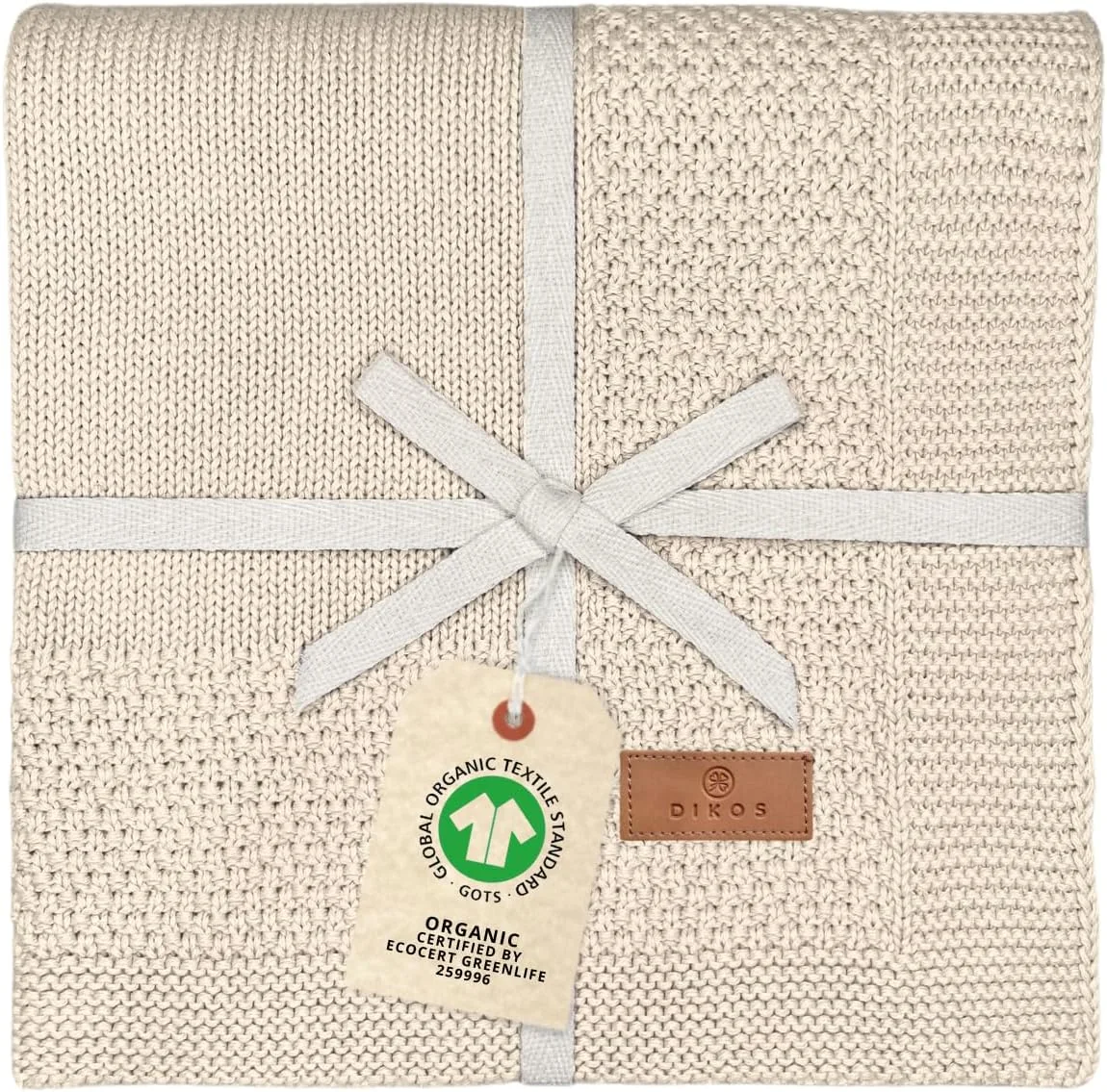Kocyk niemowlęcy bawełna organiczna beż rozmiar bebe GOTS Oeko-Tex miękki