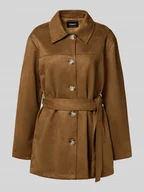 Kurtki damskie - Krótki płaszcz o kroju regular fit z imitacji zamszu model ‘DIANE’ - miniaturka - grafika 1