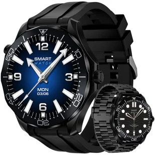 Veltori VT150-1 Czarny Pasek Silikonowy + Czarna Bransoleta - Smartwatch - miniaturka - grafika 1