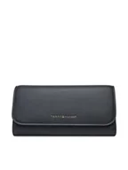 Portfele - Tommy Hilfiger Duży Portfel Damski Th Flag Lrg Flap AW0AW17734 Granatowy - miniaturka - grafika 1