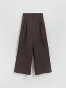Spodnie damskie - Reserved - Luźne spodnie z wiskozą - ciemnobrązowy - miniaturka - grafika 1