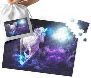 PUZZLE TRADYCYJNE - JEDNOROŻEC WZORY DLA DZIEWCZYNKI 120el + WORECZEK - Puzzle - miniaturka - grafika 1