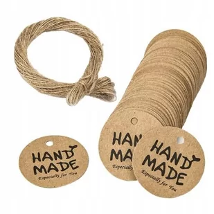 Etykieta Tekturowa Ze Sznurkiem Hand Made 10 Szt. - Prace ręczne dla dzieci - miniaturka - grafika 1