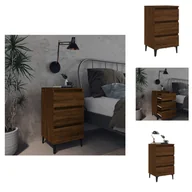 Szafki nocne - vidaXL Szafka nocna z metalowymi nogami w kolorze brązowego dębu 40x35x69 cm - Szafki nocne - miniaturka - grafika 1