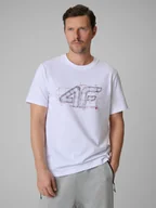 Koszulki męskie - 4F T-shirt regular z nadrukiem męski - biały XXL - miniaturka - grafika 1