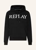 Bluzy męskie - Replay Bluza Z Kapturem schwarz - REPLAY - miniaturka - grafika 1