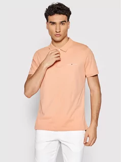 Koszulki męskie - Tommy Hilfiger Polo Clean Jersey MW0MW18282 Różowy Slim Fit - grafika 1