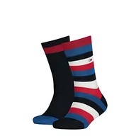 Skarpetki damskie - Tommy Hilfiger Chłopięce skarpety Basic Stripe (2 sztuki), niebieski (midnight blue) - miniaturka - grafika 1
