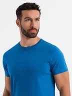 Koszulki męskie - Klasyczny T-shirt męski bawełniany BASIC - piaskowy V11 OM-TSBS-0236 XXL - miniaturka - grafika 1