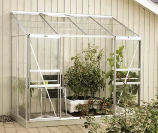 VITAVIA szklarnia przyścienna IDA 3300, srebrna - (3,3 m2; 1,3 x 2,57 m) + baza - Szklarnie ogrodowe - miniaturka - grafika 2