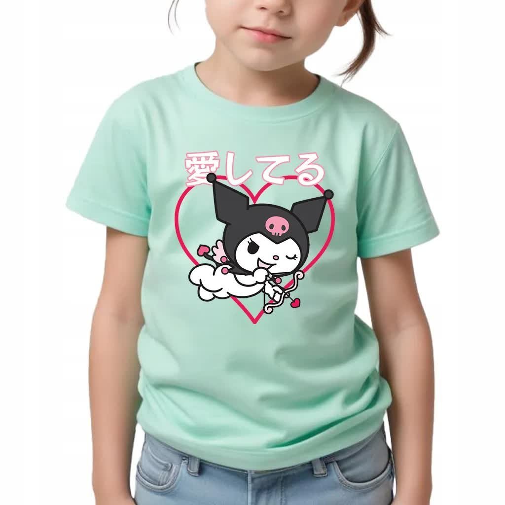 KOSZULKA MIĘTOWA Dziecięca Prezent Dla Fana KUROMI Hello Kitty Wzory - 146