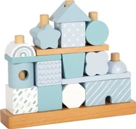 Sortery dla dzieci - Układanka klocki drewniane na palikach Niebieski domek Small Foot - miniaturka - grafika 1