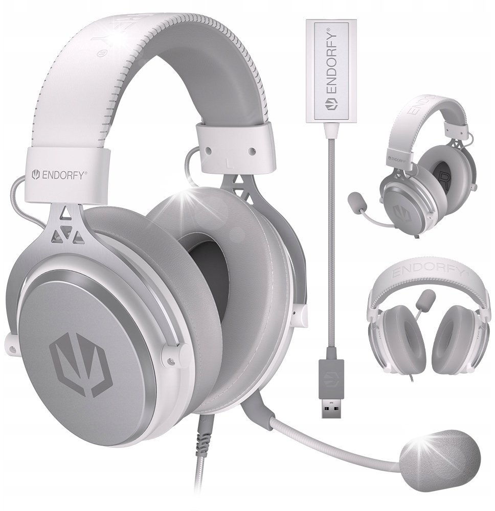 Endorfy przewodowe z mikrofonem Viro Plus USB Onyx White Nauszne