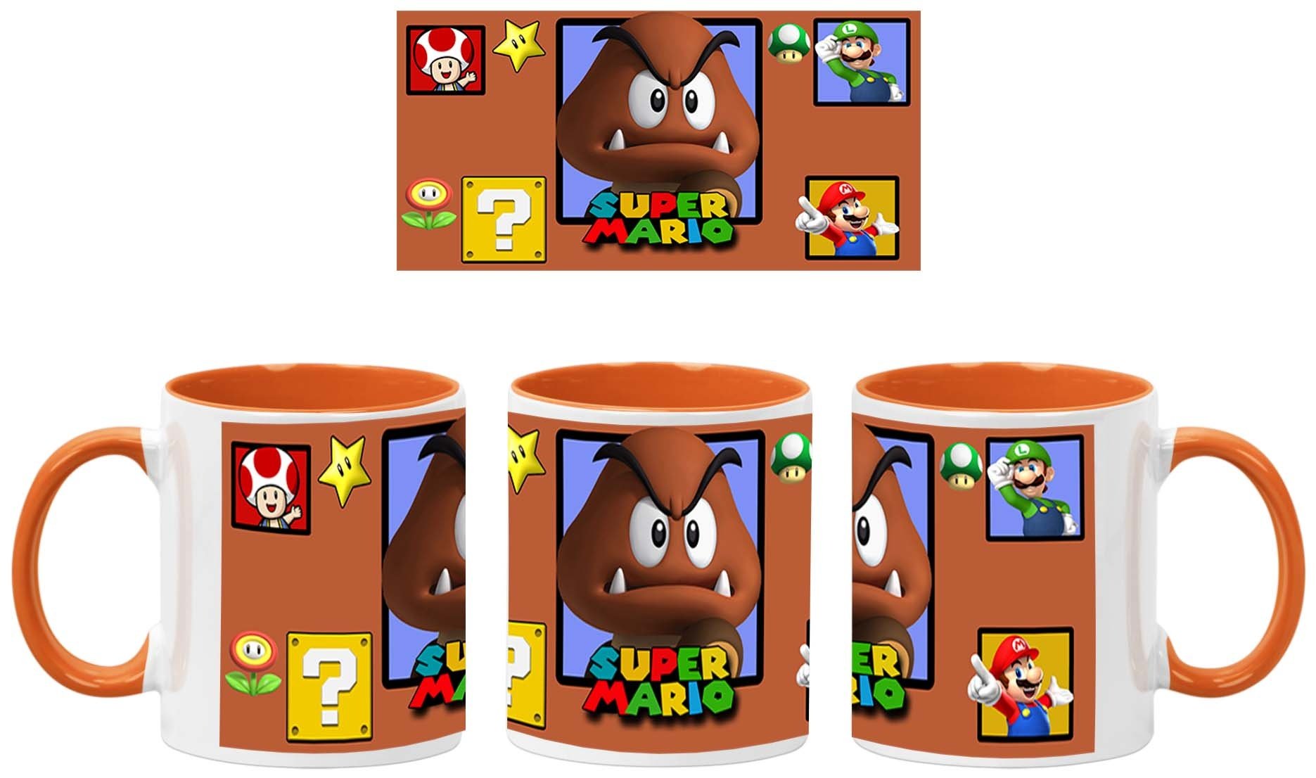 Goomba Kubek Ceramiczny Prezent Tasse Mug Super Mario Luigi Princess Peach Bowser, Pomara?czowy 330 ml