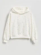 Bluzy dla dziewczynek - Reserved - Bluza z aplikacjami - złamana biel - miniaturka - grafika 1