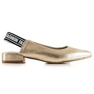 Goodin Czółenka Z Odkrytą Piętą złoty - Czółenka - miniaturka - grafika 1