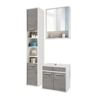 Szafki łazienkowe - Zestaw mebli łazienka regał komoda szafka SUNSET VA biały beton industrial / Home Concept - miniaturka - grafika 1
