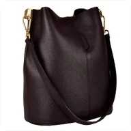 Plecaki worki - VEZZE Torebka ze skóry naturalnej worek brąz czekolada - miniaturka - grafika 1