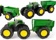 Samochody i pojazdy dla dzieci - Tomy John Deere Monster Traktor z przyczepą światło i dźwięk - miniaturka - grafika 1