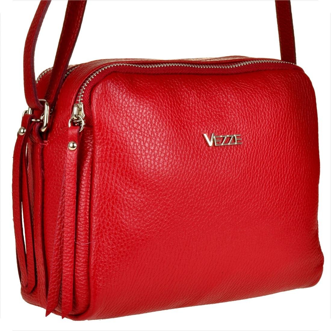 Modna skórzana listonoszka damska M czerwona