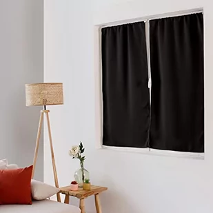 ED Enjoy Home - Zasłona - Poliester - 60x120 cm - Czarna - Kolekcja Basic - Gotowy do montażu - Można prać w temperaturze 30° - do wszystkich pomieszczeń - Pościel domowa - Zasłony - Pościel - miniaturka - grafika 1