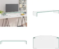 Szafki RTV - vidaXL Stolik pod telewizor/podstawka pod ekran szklana przezroczysta 100x30x13 cm - szafka pod telewizor - szafki pod telewizor - meble pod telewizor - szafka pod telewizor - miniaturka - grafika 1