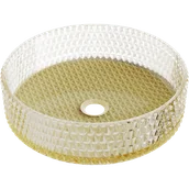 Umywalki - Mexen Aura szklana umywalka nablatowa 39 x 39 cm, transparent/złota - 24013951 - miniaturka - grafika 1