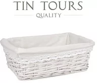 Kosze wiklinowe - BIAŁY KOSZYK WIKLINOWY Z MATERIAŁEM 32x23x11 cm - miniaturka - grafika 1