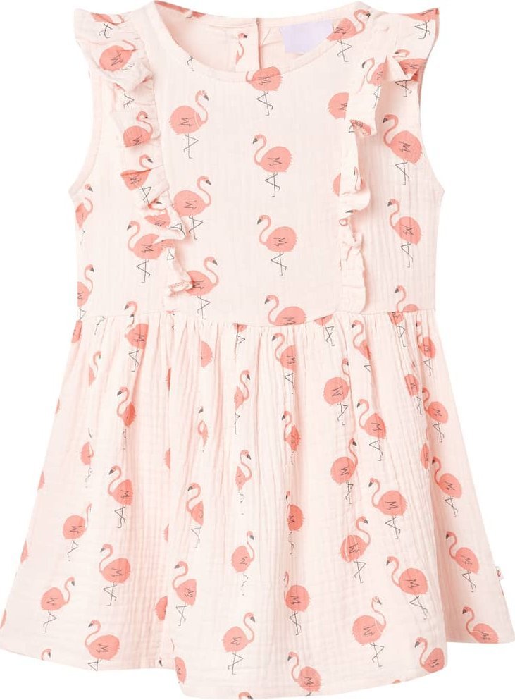 vidaXL Sukienka dziecięca z falbankami, jasnoróżowa, 128