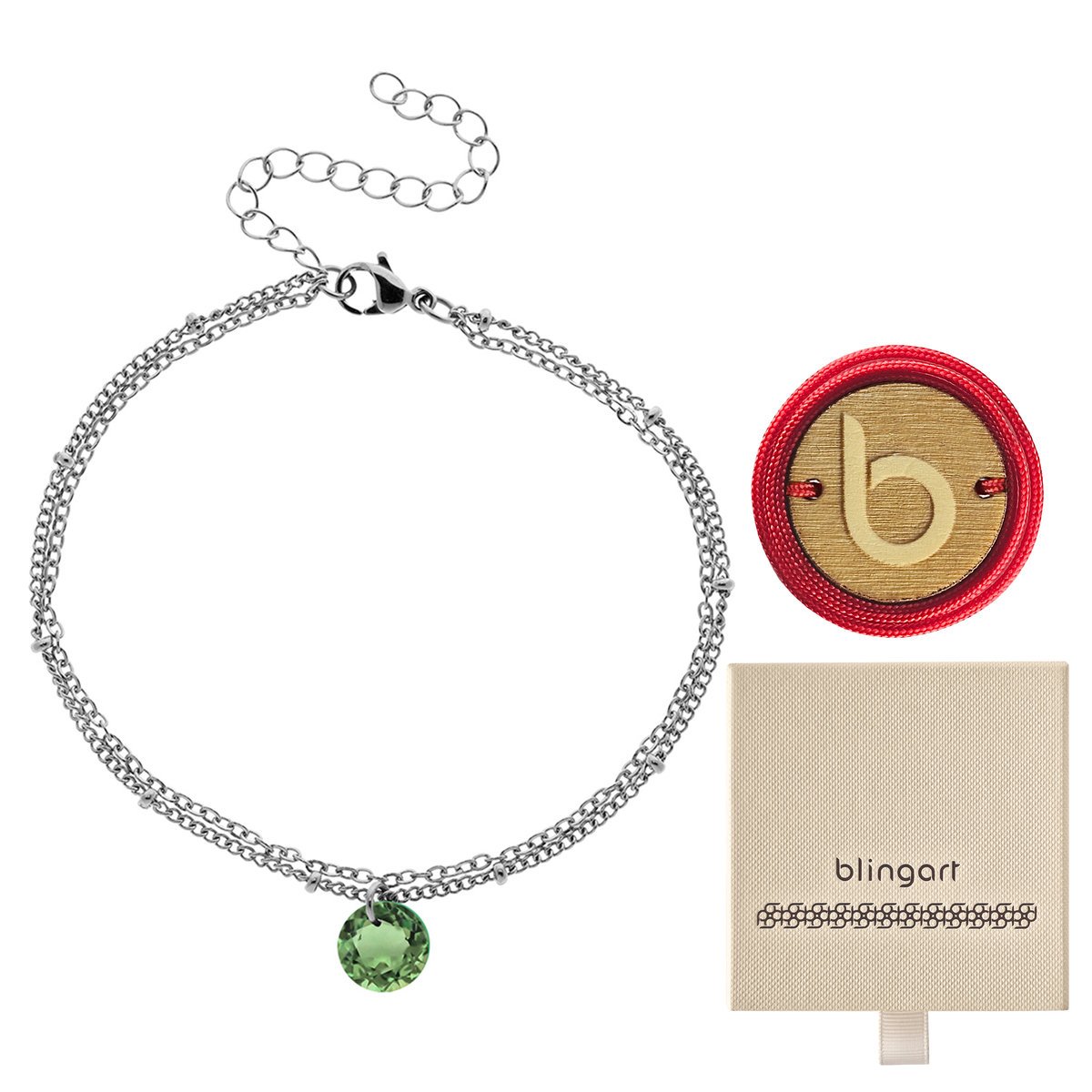 Bransoletka damska stal chirurgiczna zielony kamień prezent BLINGART