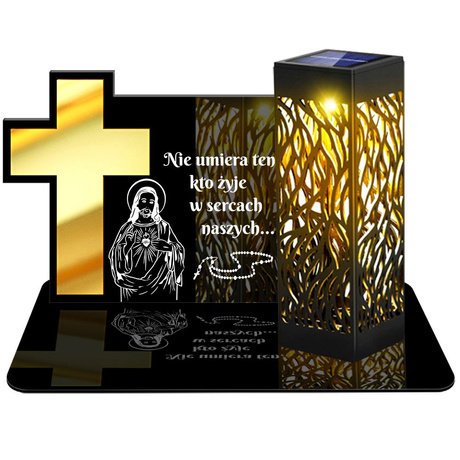 ZNICZ SOLARNY LED WIECZNY PODSTAWKA NA CMENTARZ GRÓB lampka Krzyż 3D