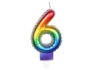 Urodziny dziecka - Świeczka cyferka kolorowa - 6 - sześć - miniaturka - grafika 1