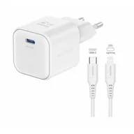 Ładowarki do telefonów - Ładowarka sieciowa Swissten GAN 1x USB-C 35W PD + Datový kabel USB-C/Lightning 1,2 M (22070240) Biała - miniaturka - grafika 1