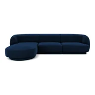 Narożniki - Niebieska aksamitna sofa narożna (lewy narożnik) Miley - Micadoni Home - miniaturka - grafika 1