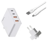 Ładowarki do telefonów - Somostel 130W GaN biała 2x USB + kabel USB Typ-C 6A 120W - miniaturka - grafika 1