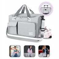 Torebki damskie - Składana torba podróżna, sportowa, 27L - Duża pojemność, treningowa, szara - miniaturka - grafika 1